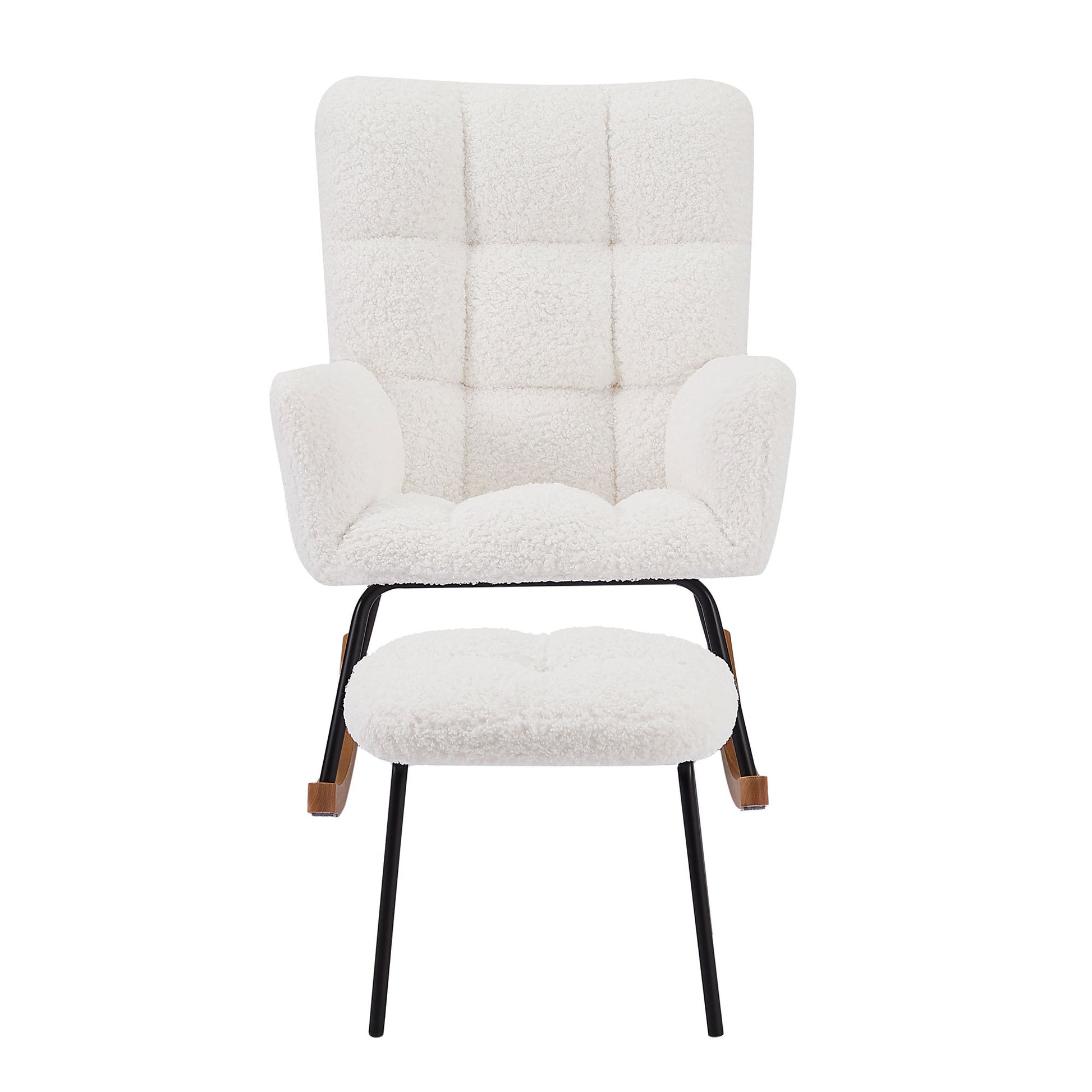 Nursery Rocking Chair Armchair For Mom And Baby Modern Glider Chair With Soft Seat And High Backrest For Nursery Living Room Bedroom Balcony Offices Offwhite Off White Foam Boucle
