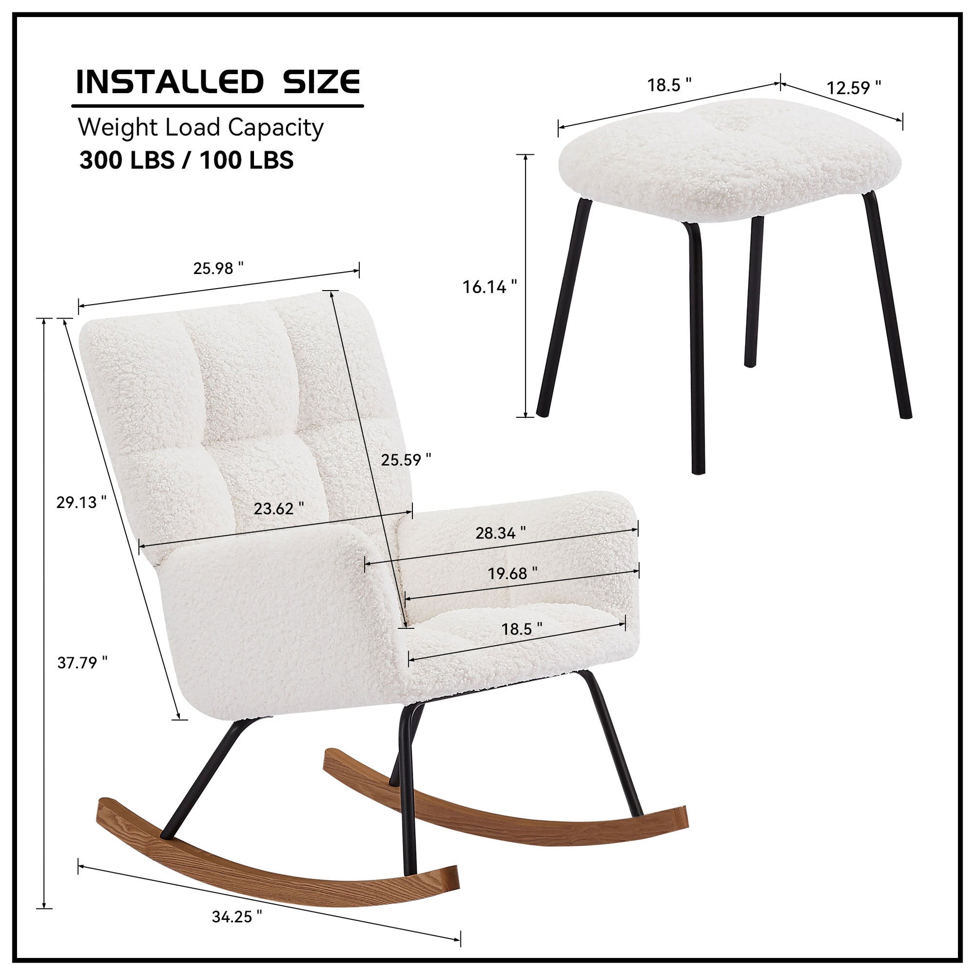 Nursery Rocking Chair Armchair For Mom And Baby Modern Glider Chair With Soft Seat And High Backrest For Nursery Living Room Bedroom Balcony Offices Offwhite Off White Foam Boucle