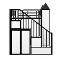 Metal Twin Over Twin Castle Shaped Bunk Bed With Wardrobe And Multiple Storage, Black White Box Spring Not Required Twin White Black Metal Bedroom Bunk Metal & Wood