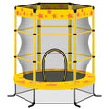 55 Inch Kids Trampoline With Safety Enclosure Net, 4.5Ft Outdoor Indoor Trampoline For Kids Yellow Yellow Metal