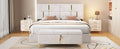 2 Pieces Bedroom Sets,Queen Size Upholstered Platform Bed With Hydraulic Storage System,Storage Ottoman With Metal Legs,Beige Beige Velvet