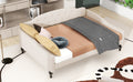 Full Size Upholstered Tufted Daybed, Beige Box Spring Not Required Beige Wood Linen Upholstered