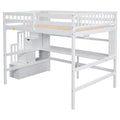 Full Size Loft Bed With Built In Desk, Bookshelves And Storage Staircase,White Old Sku:W504S00110 Full White Pine