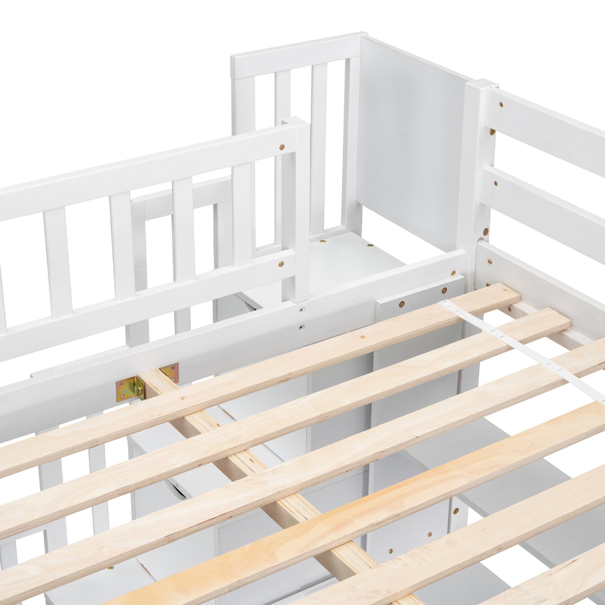 Full Size Loft Bed With Built In Desk, Bookshelves And Storage Staircase,White Old Sku:W504S00110 Full White Pine
