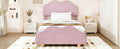 Twin Size Upholstered Platform Bed With Cloud Shaped Bed Board, Light Pink Light Pink Velvet