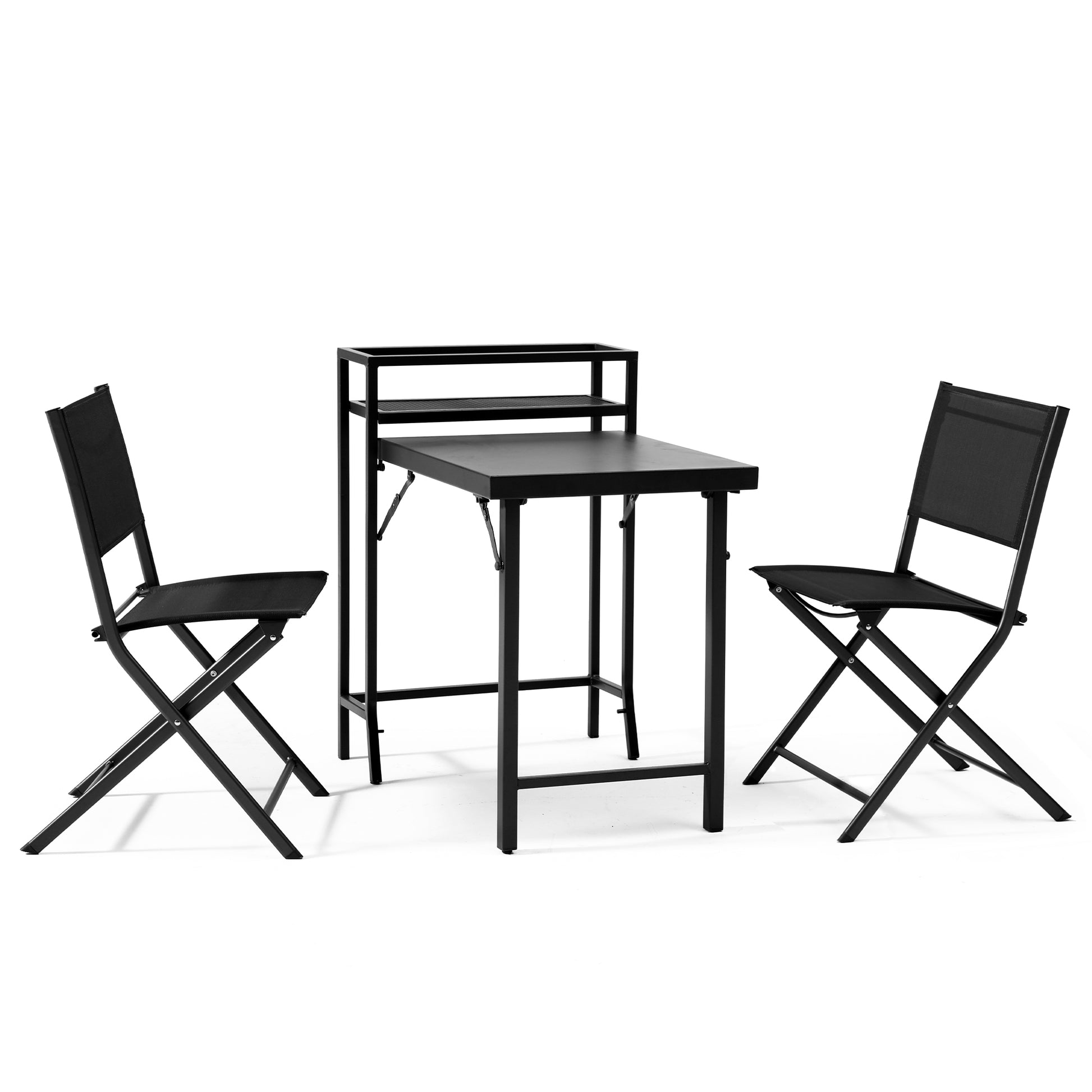 3Pcs Patio Bistro Set, Patio Set Of Foldable Patio Table And Chairs,Outdoor Patio Furniture Sets,Black No Complete Patio Set Black Rust Resistant Frame Garden & Outdoor 2 Person Seating Group Steel Steel