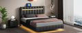 Queen Size Floating Bed Frame With Led Lights And Usb Charging,Modern Upholstered Platform Led Bed Frame,Black Black Pu