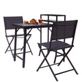 3Pcs Patio Bistro Set, Patio Set Of Foldable Patio Table And Chairs,Outdoor Patio Furniture Sets,Black No Complete Patio Set Black Rust Resistant Frame Garden & Outdoor 2 Person Seating Group Steel Steel