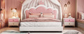 Full Size Upholstered Princess Bed With Crown Headboard,Full Size Platform Bed With Headboard And Footboard, White Pink Full White Pu