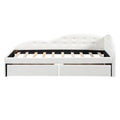 Twin Size Pu Upholstered Tufted Daybed With Two Drawers And Cloud Shaped Guardrail, White Box Spring Not Required Twin White Wood Daybeds Faux Leather Upholstered