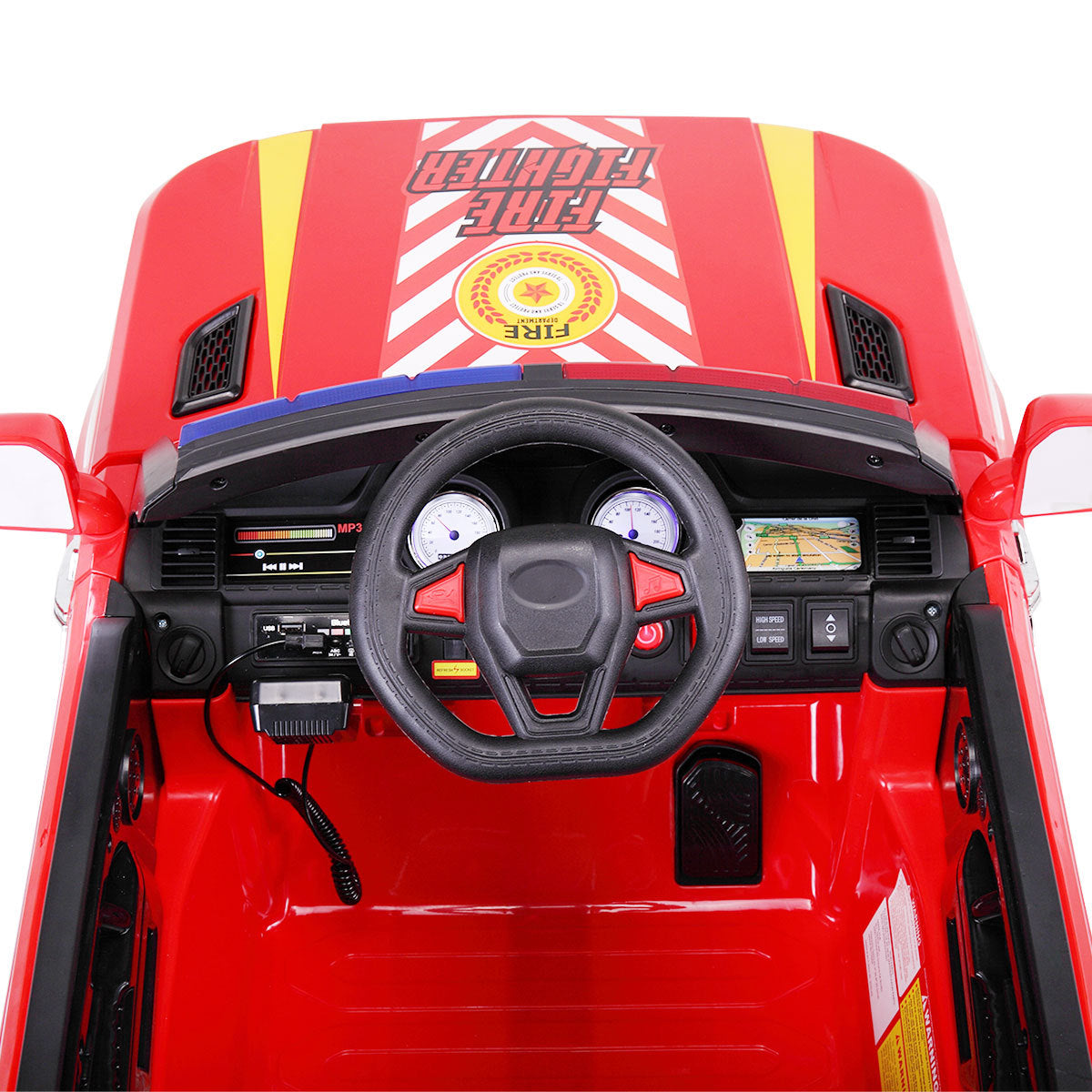 12V Kid Ride On Police Car With Parental Remote Control, Battery Powered Electric Truck With Siren, Flashing Lights, Music, Spring Suspension, Red Red Polypropylene