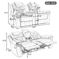 3 Pieces Recliner Sofa Sets Home Theater Seating Manual Recliner Chair With Center Console And Led Light Strip For Living Room, Wine Red Wine Red Foam Faux Leather
