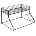 Metal Floor Bunk Bed, Twin Xl Over Queen, Black Black Metal
