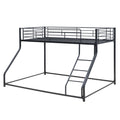 Metal Floor Bunk Bed, Twin Xl Over Queen, Black Black Metal
