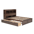 Full Size Storage Platform Bed With Pull Out Shelves, Twin Size Trundle And 2 Drawers, Espresso Box Spring Not Required Full Espresso Wood Bedroom Bed Frame Solid Wood Mdf