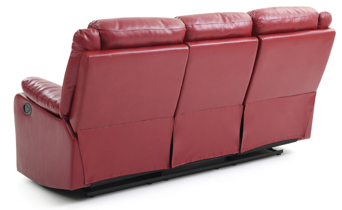 Ward G765A Rs Double Reclining Sofared Red Faux Leather Manual Handle Primary Living Space Medium Firm Tight Back Pillow Top Arms Foam Pu