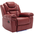 3 Pieces Recliner Sofa Sets Home Theater Seating Manual Recliner Chair With Center Console And Led Light Strip For Living Room, Wine Red Wine Red Foam Faux Leather