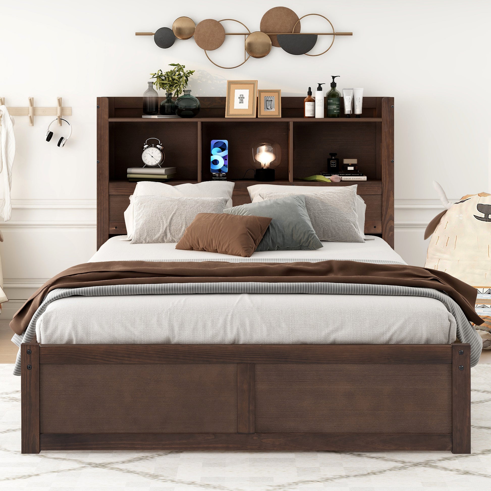 Full Size Storage Platform Bed With Pull Out Shelves, Twin Size Trundle And 2 Drawers, Espresso Box Spring Not Required Full Espresso Wood Bedroom Bed Frame Solid Wood Mdf