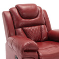 3 Pieces Recliner Sofa Sets Home Theater Seating Manual Recliner Chair With Center Console And Led Light Strip For Living Room, Wine Red Wine Red Foam Faux Leather
