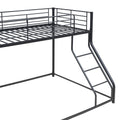 Metal Floor Bunk Bed, Twin Xl Over Queen, Black Black Metal