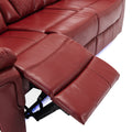 3 Pieces Recliner Sofa Sets Home Theater Seating Manual Recliner Chair With Center Console And Led Light Strip For Living Room, Wine Red Wine Red Foam Faux Leather