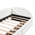 Twin Size Pu Upholstered Tufted Daybed With Two Drawers And Cloud Shaped Guardrail, White Box Spring Not Required Twin White Wood Daybeds Faux Leather Upholstered