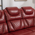 3 Pieces Recliner Sofa Sets Home Theater Seating Manual Recliner Chair With Center Console And Led Light Strip For Living Room, Wine Red Wine Red Foam Faux Leather