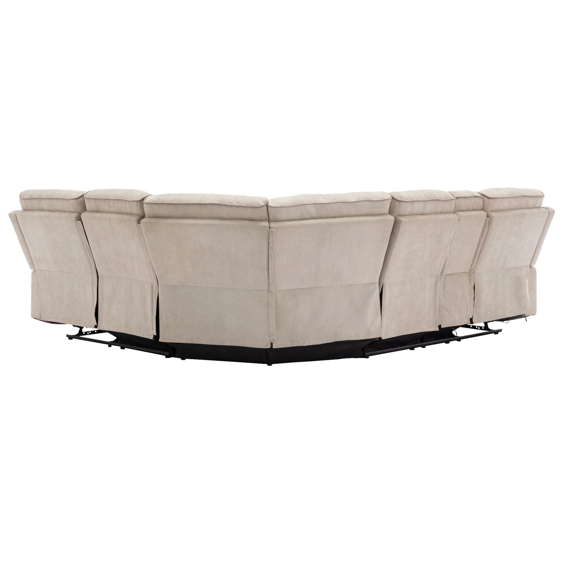 94.8" Modern Manual Reclining Living Room Furniture Set With Usb Ports, Hidden Storage, Led Light Strip And 2 Cup Holders, Cream Cream Foam Velvet