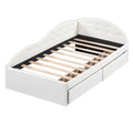 Twin Size Pu Upholstered Tufted Daybed With Two Drawers And Cloud Shaped Guardrail, White Box Spring Not Required Twin White Wood Daybeds Faux Leather Upholstered