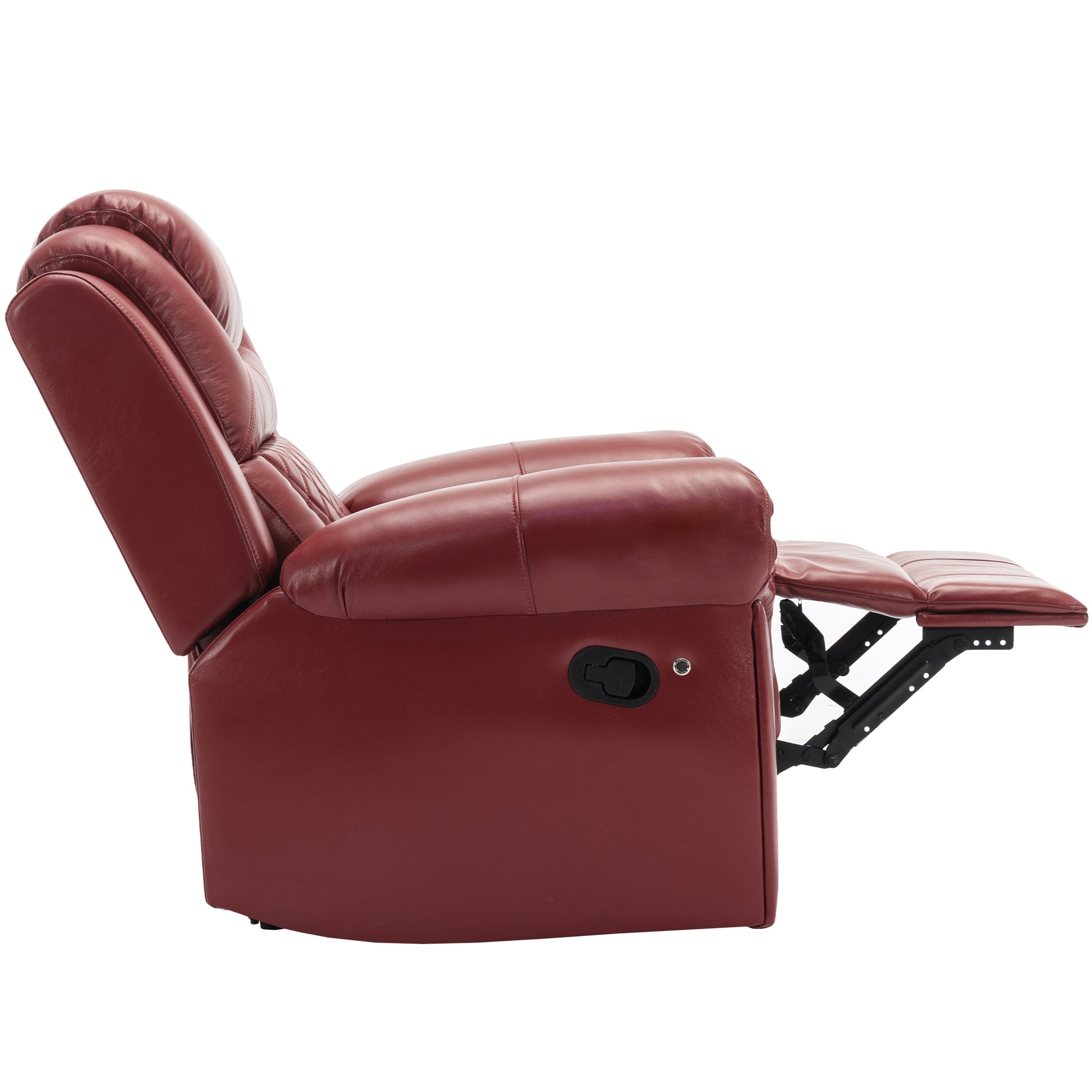 3 Pieces Recliner Sofa Sets Home Theater Seating Manual Recliner Chair With Center Console And Led Light Strip For Living Room, Wine Red Wine Red Foam Faux Leather