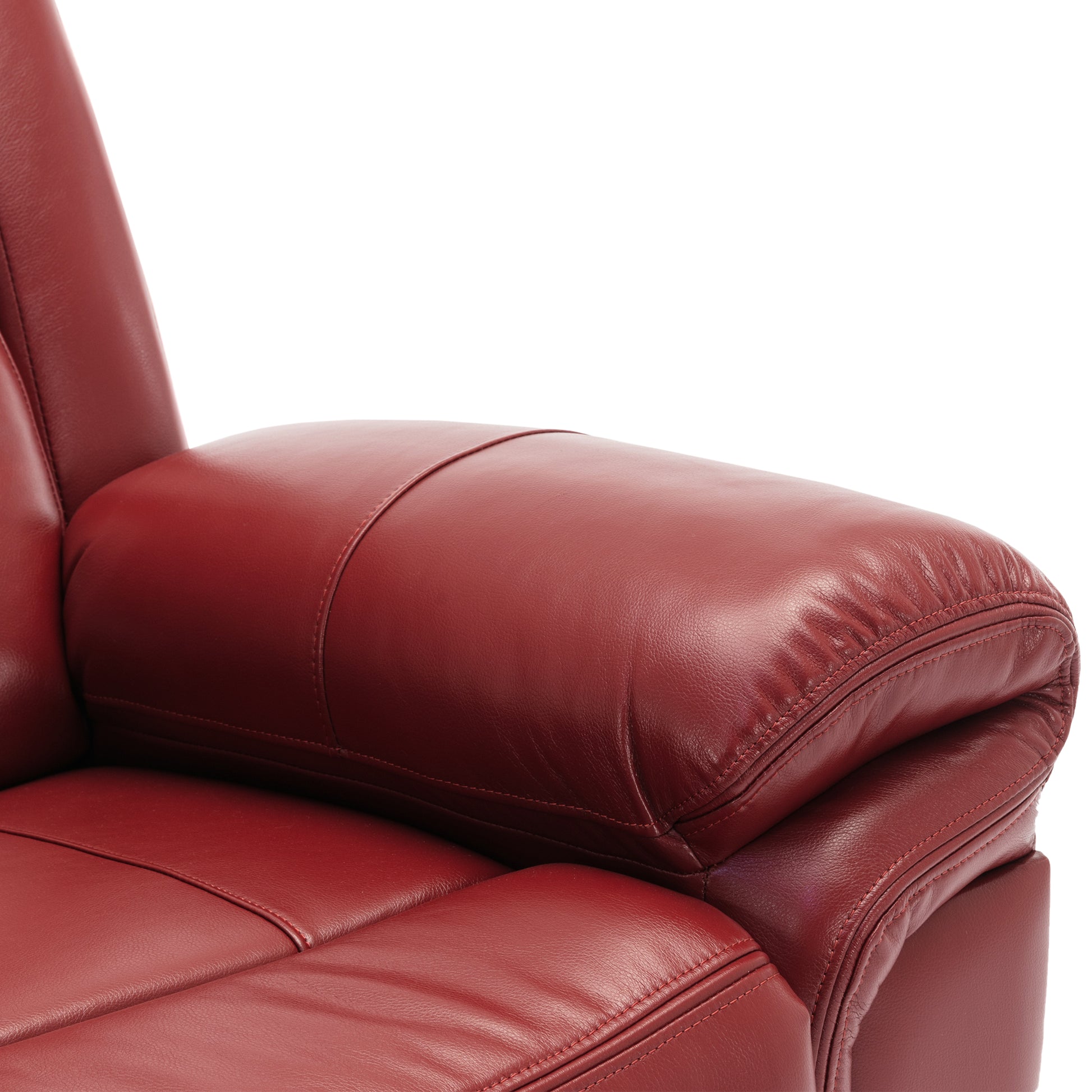 3 Pieces Recliner Sofa Sets Home Theater Seating Manual Recliner Chair With Center Console And Led Light Strip For Living Room, Wine Red Wine Red Foam Faux Leather