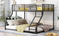 Metal Floor Bunk Bed, Twin Xl Over Queen, Black Black Metal