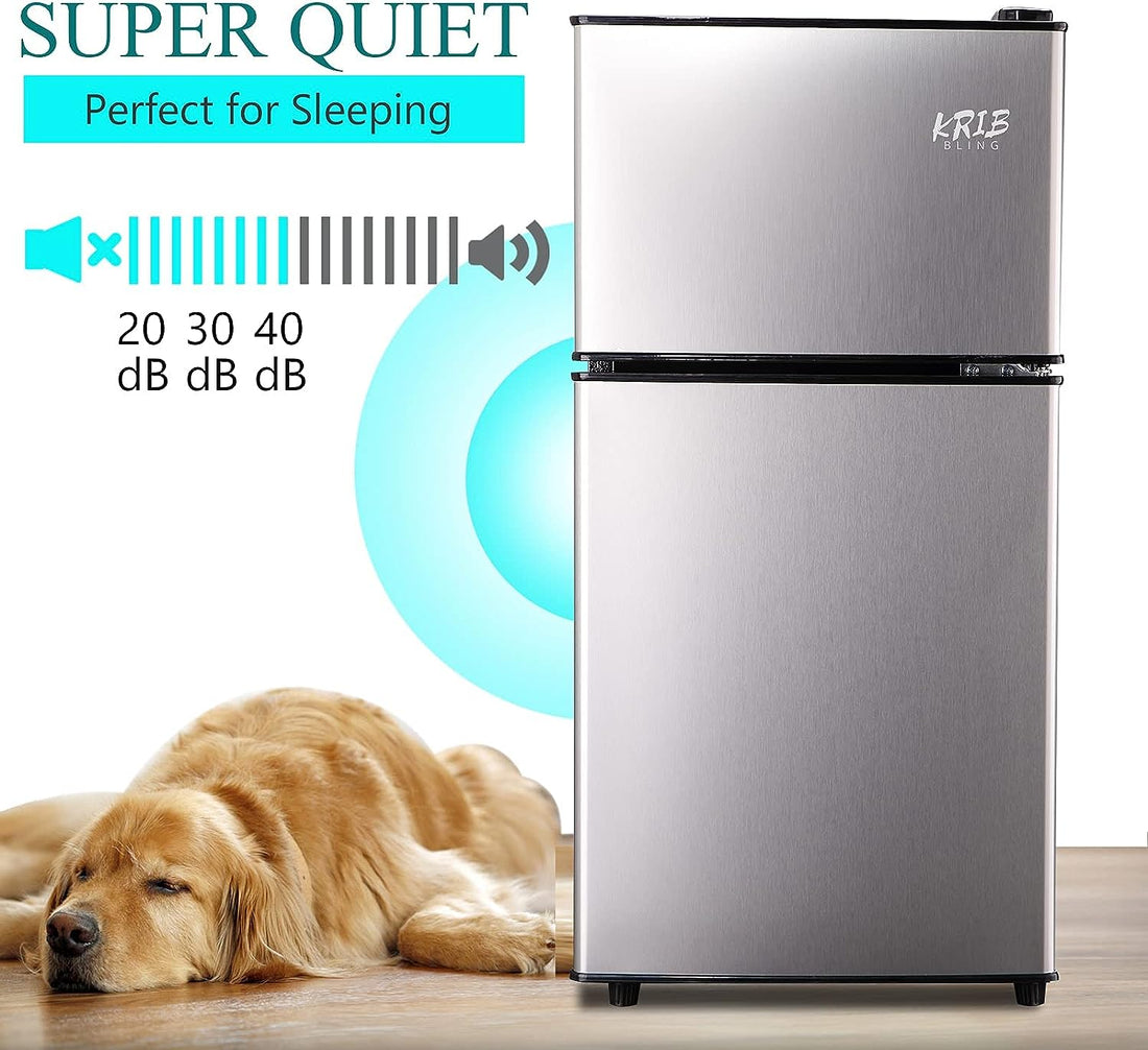 3.5Cu.Ft Compact Refrigerator Mini Fridge With Freezer, Small Refrigerator With 2 Door, 7 Level Thermostat Removable Shelves For Kitchen, Dorm, Apartment, Bar, Office Silver Ban On Silver Abs Steel Q235