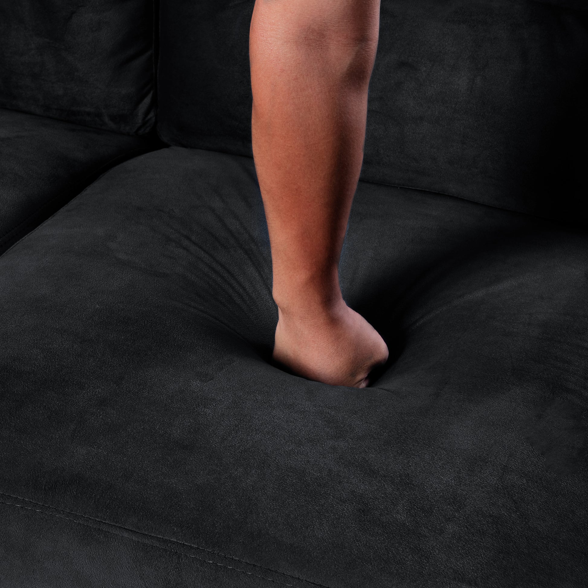 Couch Comfortable Sectional Couches And Sofas For Living Room Bedroom Office Small Space Black Wood Primary Living Space Soft Rubberwood Velvet 3 Seat