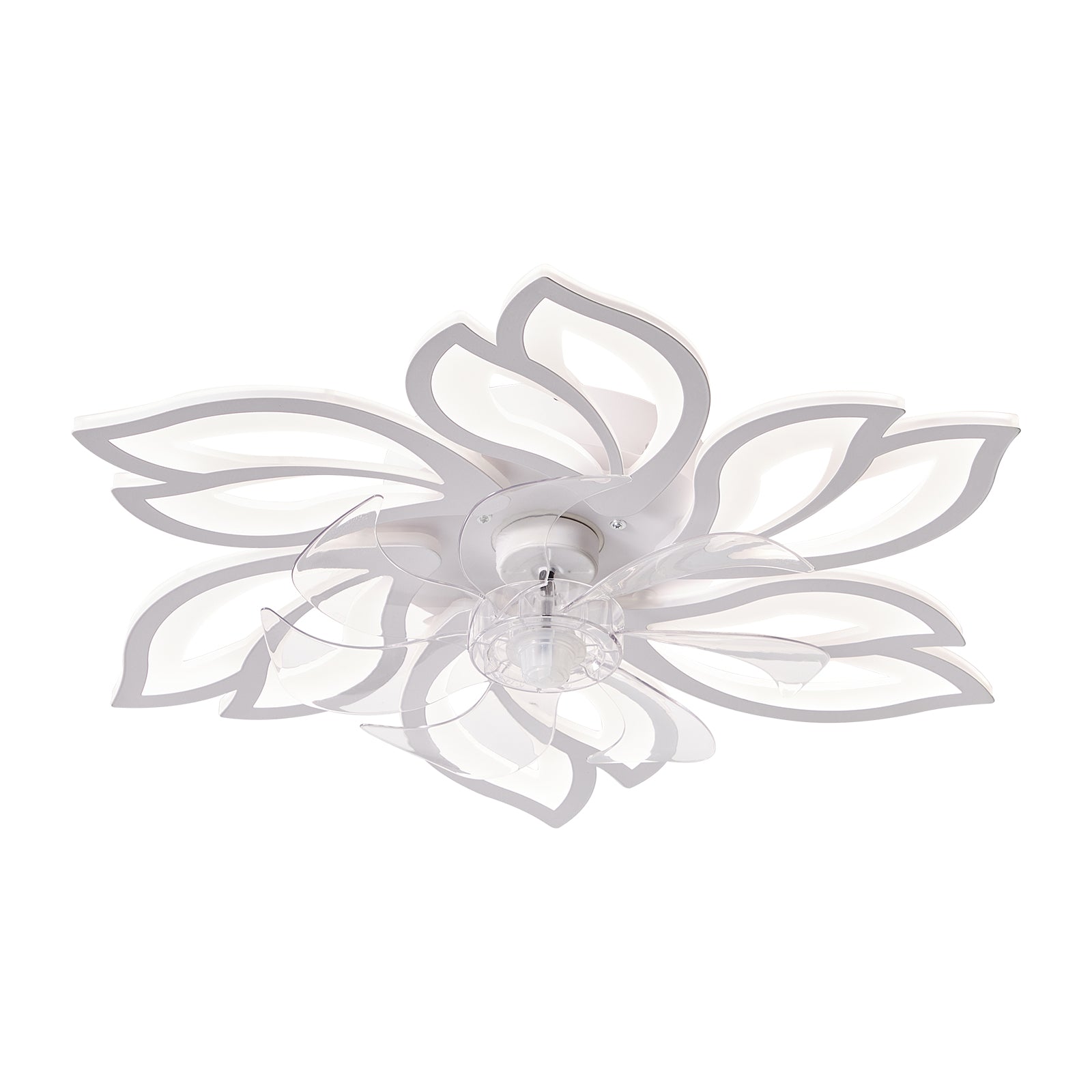 25.5In Ceiling Fan With Lights, Remote Control 3 Color Temperatures,6 Gear Wind Speed Fan Light White Modern Acrylic