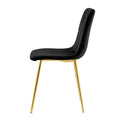 Modern Simple Light Luxury Dining Black Chair Home Bedroom Stool Back Dressing Chair Student Desk Chair Gold Metal Legs Set Of 4 Black Metal
