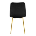 Modern Simple Light Luxury Dining Black Chair Home Bedroom Stool Back Dressing Chair Student Desk Chair Gold Metal Legs Set Of 4 Black Metal