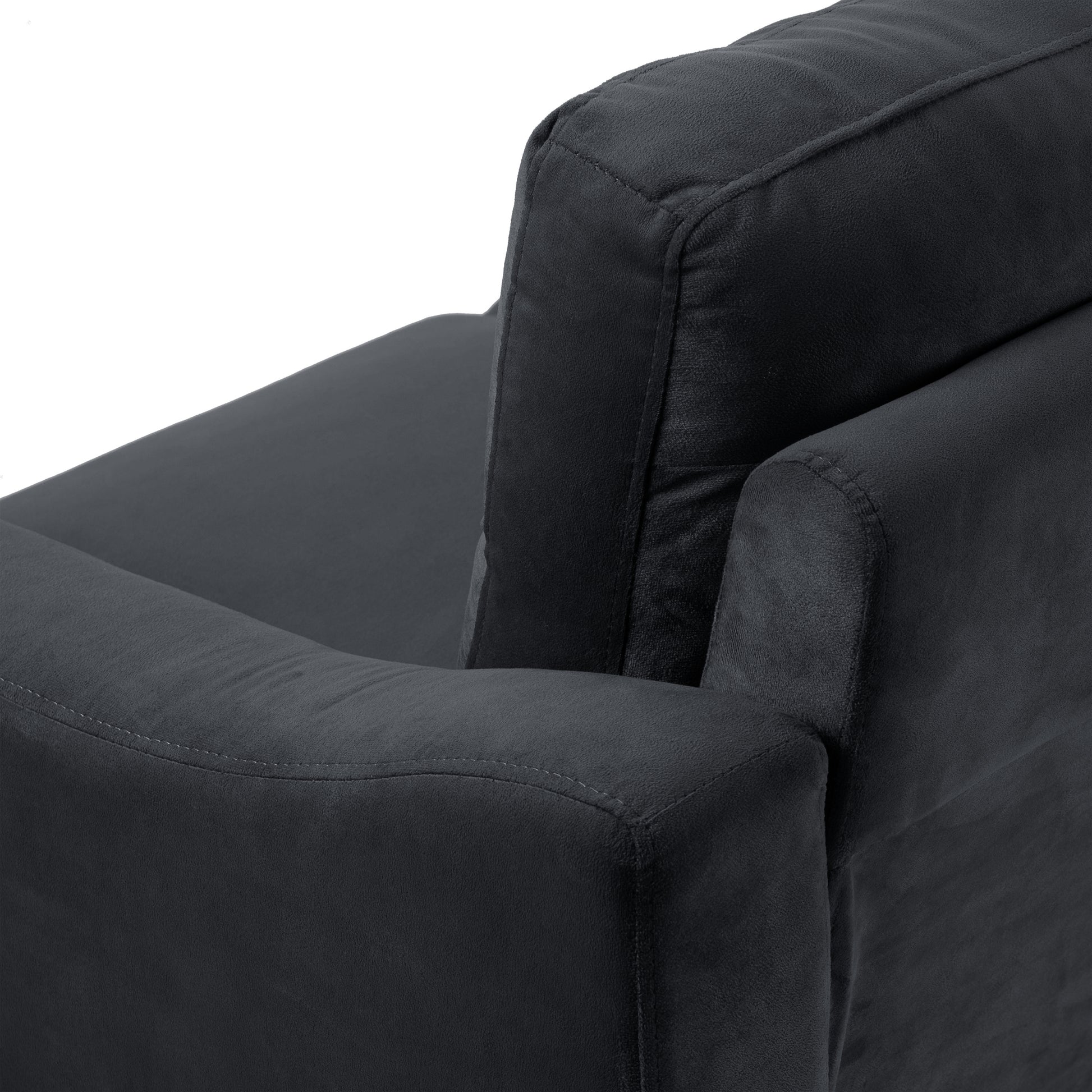 Couch Comfortable Sectional Couches Set 1 2 3 Black Velvet Wood Primary Living Space Soft Tufted Back Medium Duty Art Deco Oak Square Arms Memory Foam Velvet 6 Seat