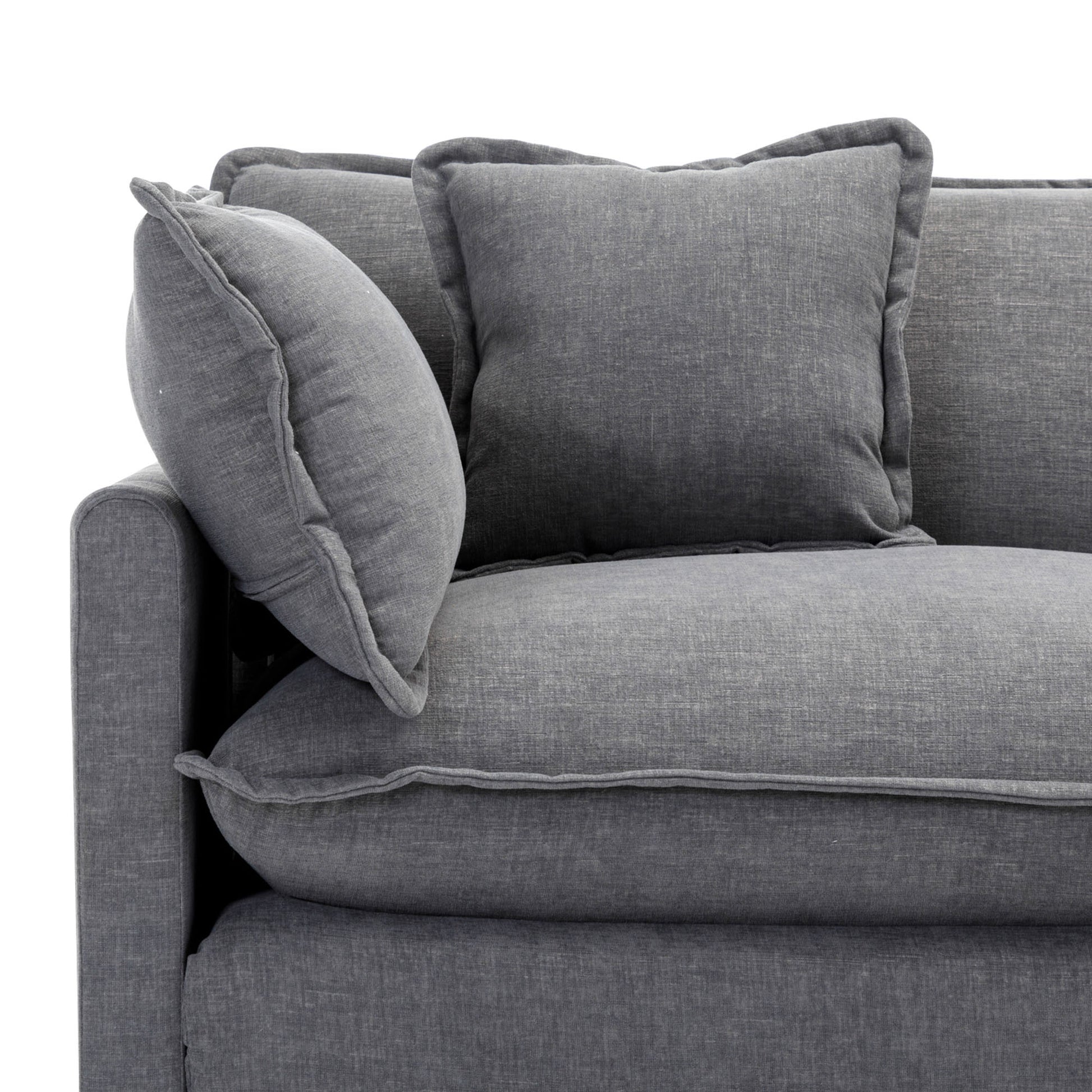 112.2" L Shape Chenille Upholstered Sofa For Living Room Modern Luxury Sofa Couch With Ottoman, 5 Pillows, Gray Gray Foam 4 Seat
