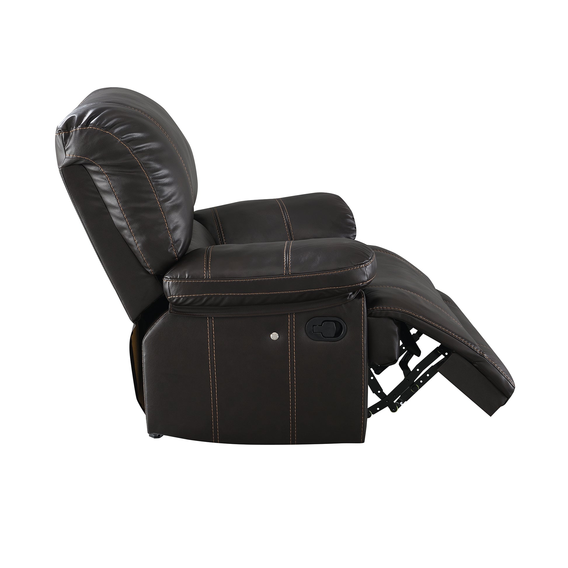 Recliner Chair Sofa Manual Reclining Home Seating Seats Movie Theater Chairs, Brown Brown Foam Faux Leather