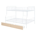 Full Xl Over Queen Metal Bunk Bed With 2 Drawers, White White Iron