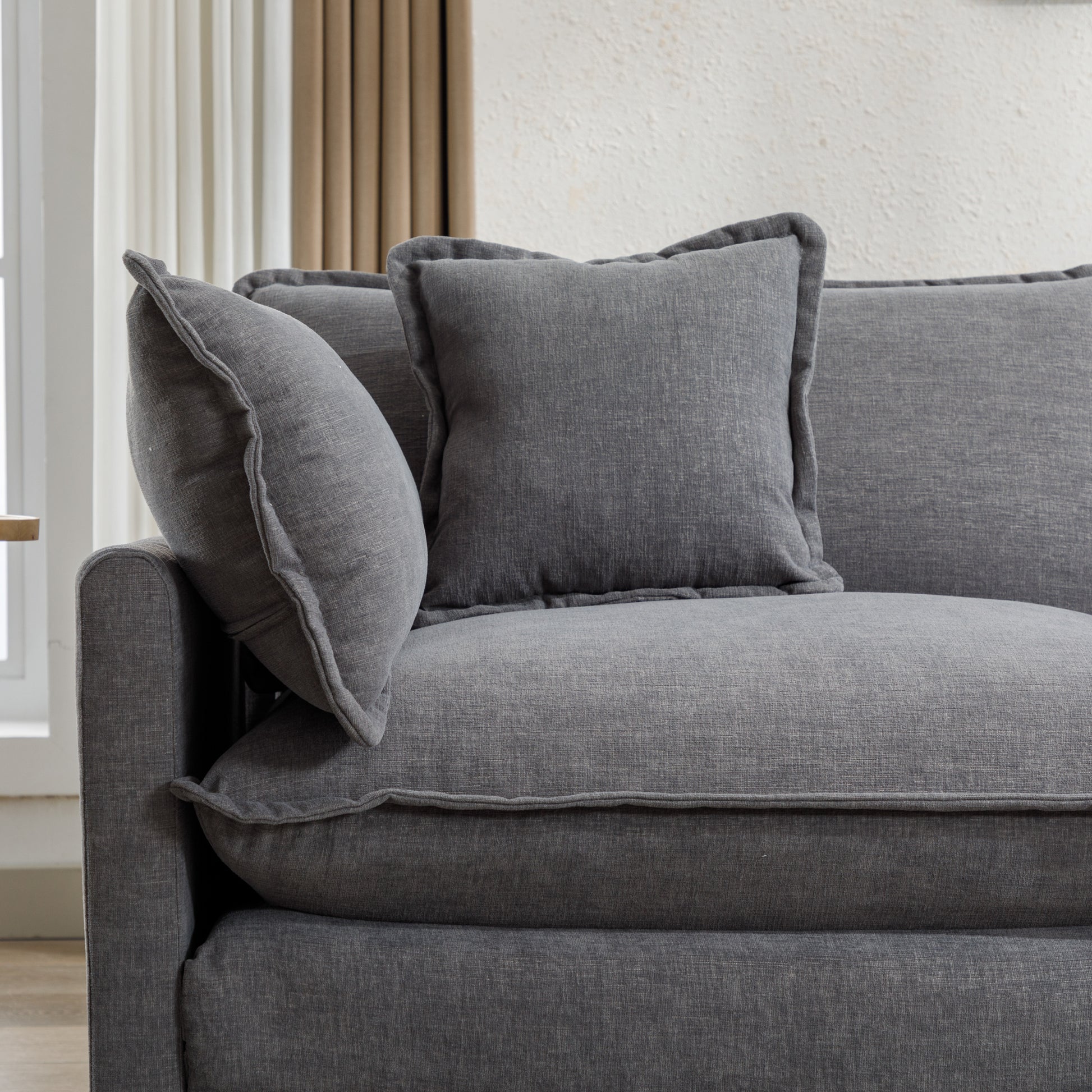 112.2" L Shape Chenille Upholstered Sofa For Living Room Modern Luxury Sofa Couch With Ottoman, 5 Pillows, Gray Gray Foam 4 Seat