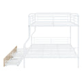 Full Xl Over Queen Metal Bunk Bed With 2 Drawers, White White Iron