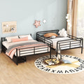 Full Xl Over Queen Metal Bunk Bed With 2 Drawers, Black Black Iron