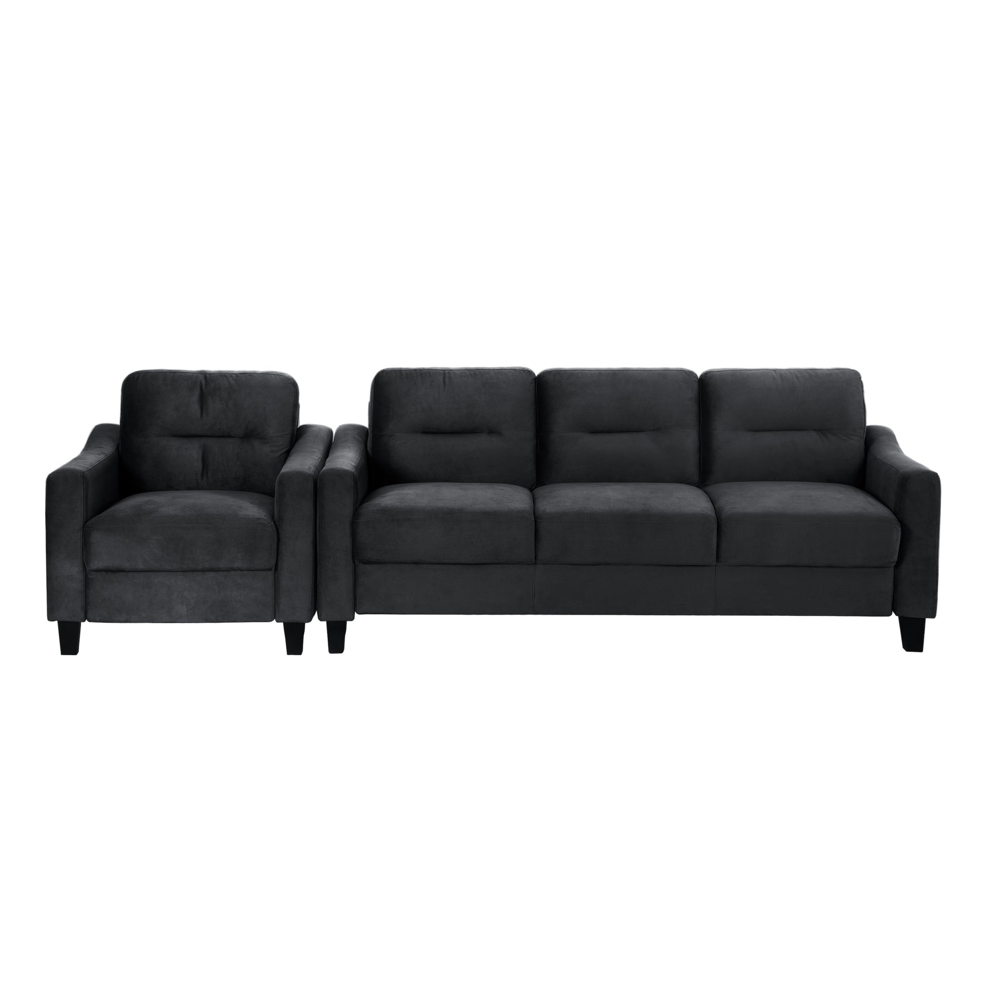 Couch Comfortable Sectional Couches And Sofas For Living Room Bedroom Office Small Space Black Wood Primary Living Space Soft Rubberwood Velvet 3 Seat