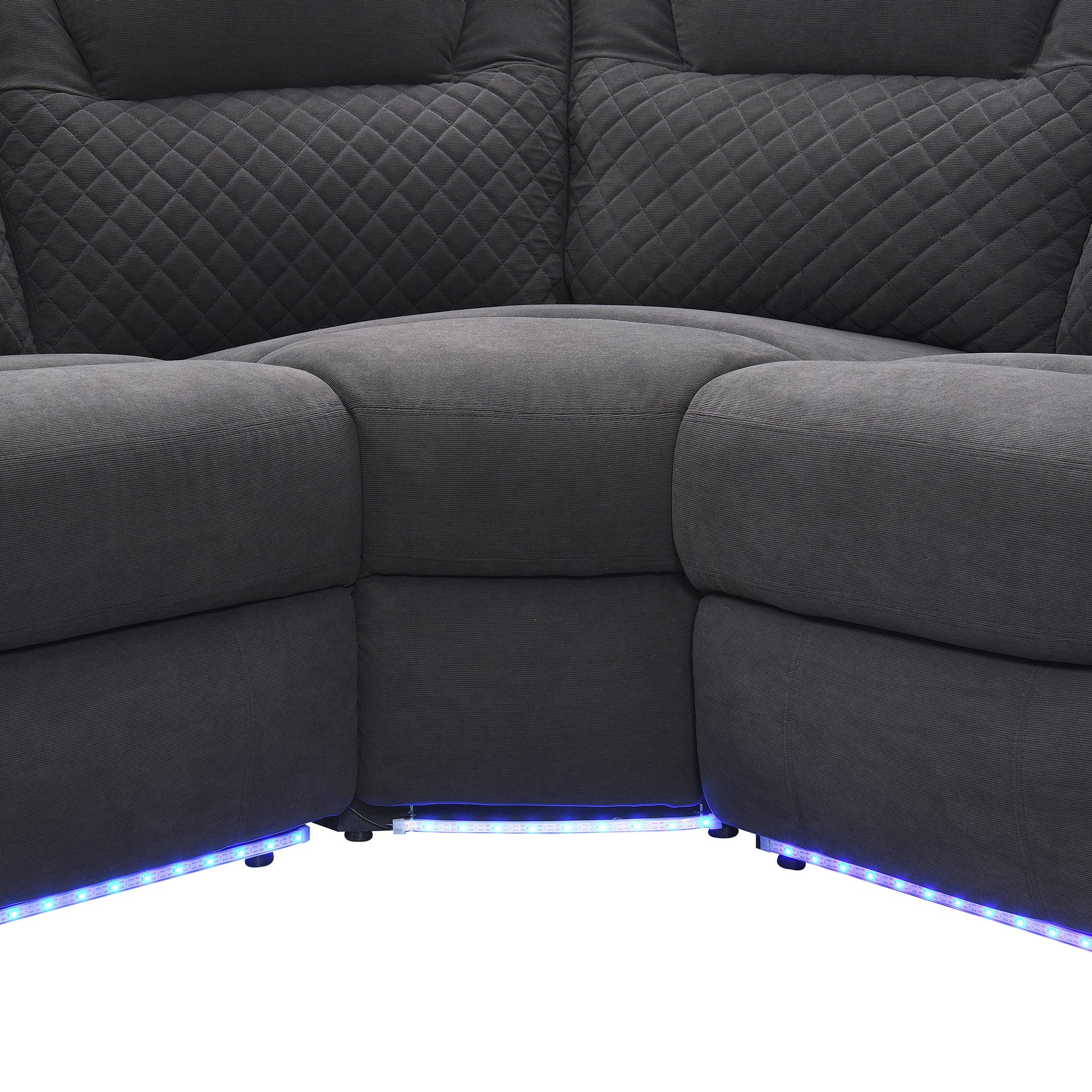 94.4" Home Theater Seating Modern Manual Recliner Sofa Chairs With Storage Box And Two Cup Holders For Living Room, Black Grey Black Grey Foam Velvet 5 Seat