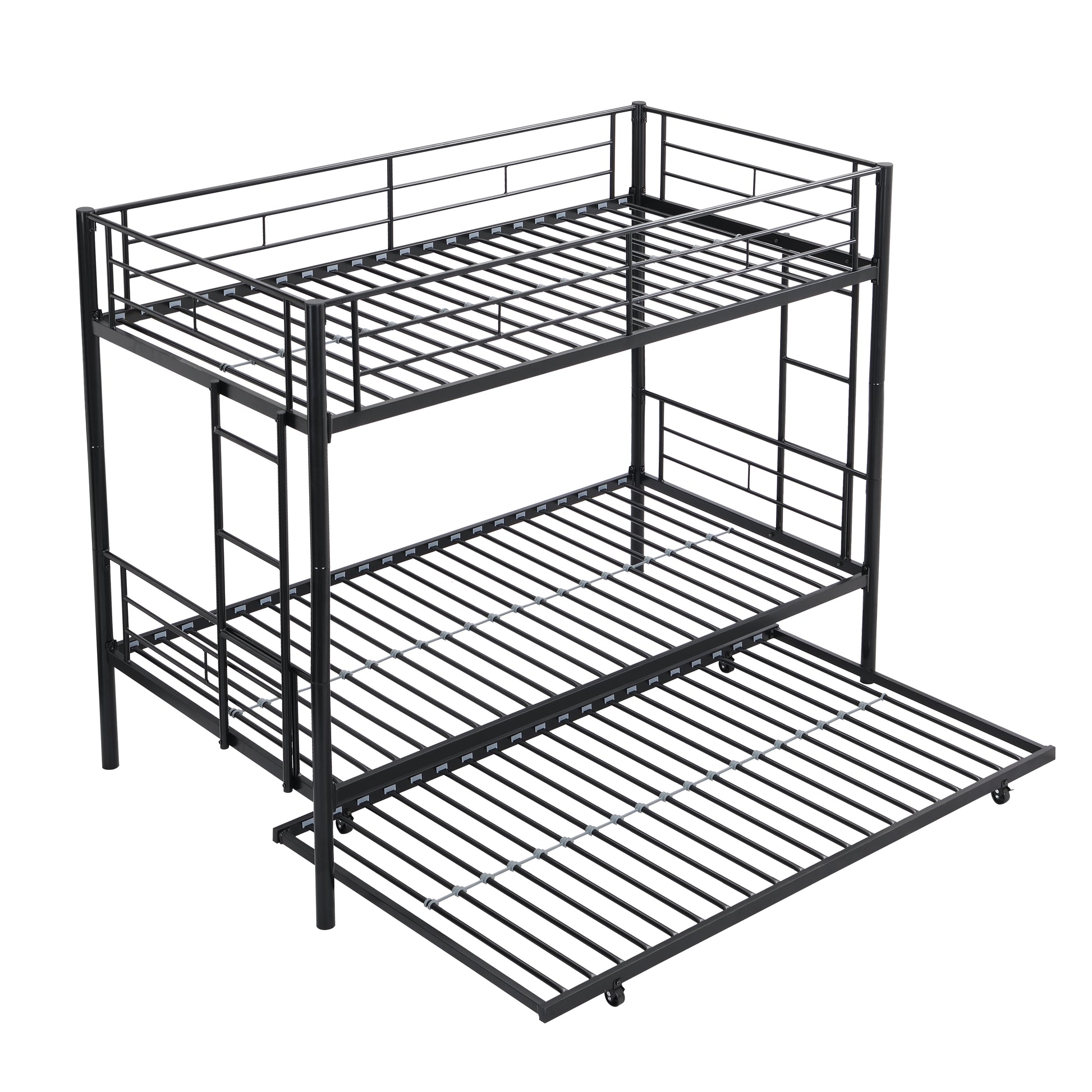 Metal Bunk Bed With Trundle Black Black Metal