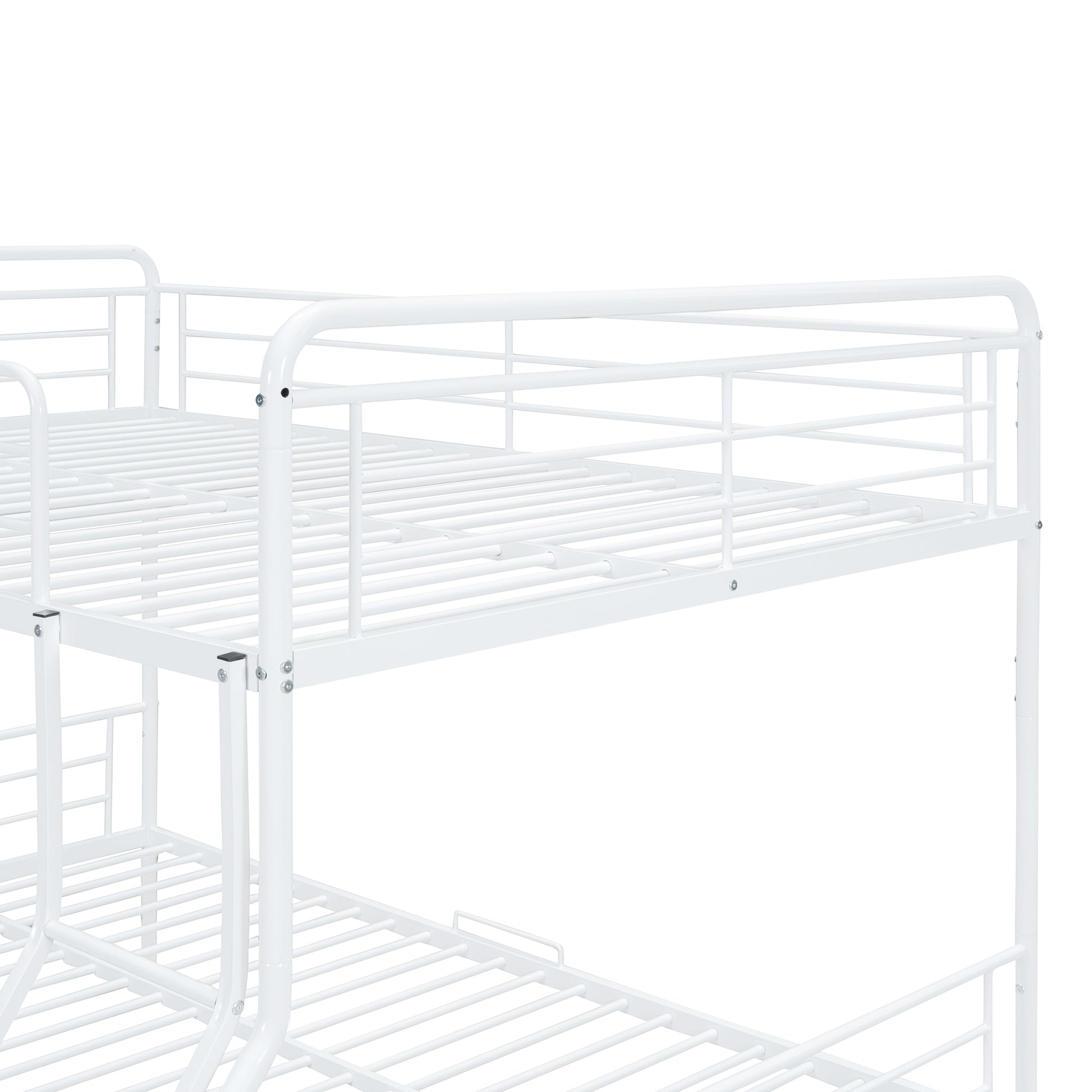 Full Xl Over Queen Metal Bunk Bed With 2 Drawers, White White Iron