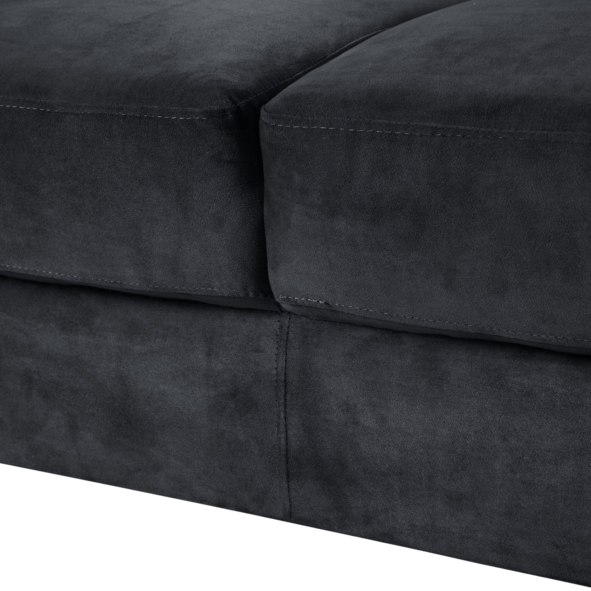 Couch Comfortable Sectional Couches Set 1 2 3 Black Velvet Wood Primary Living Space Soft Tufted Back Medium Duty Art Deco Oak Square Arms Memory Foam Velvet 6 Seat