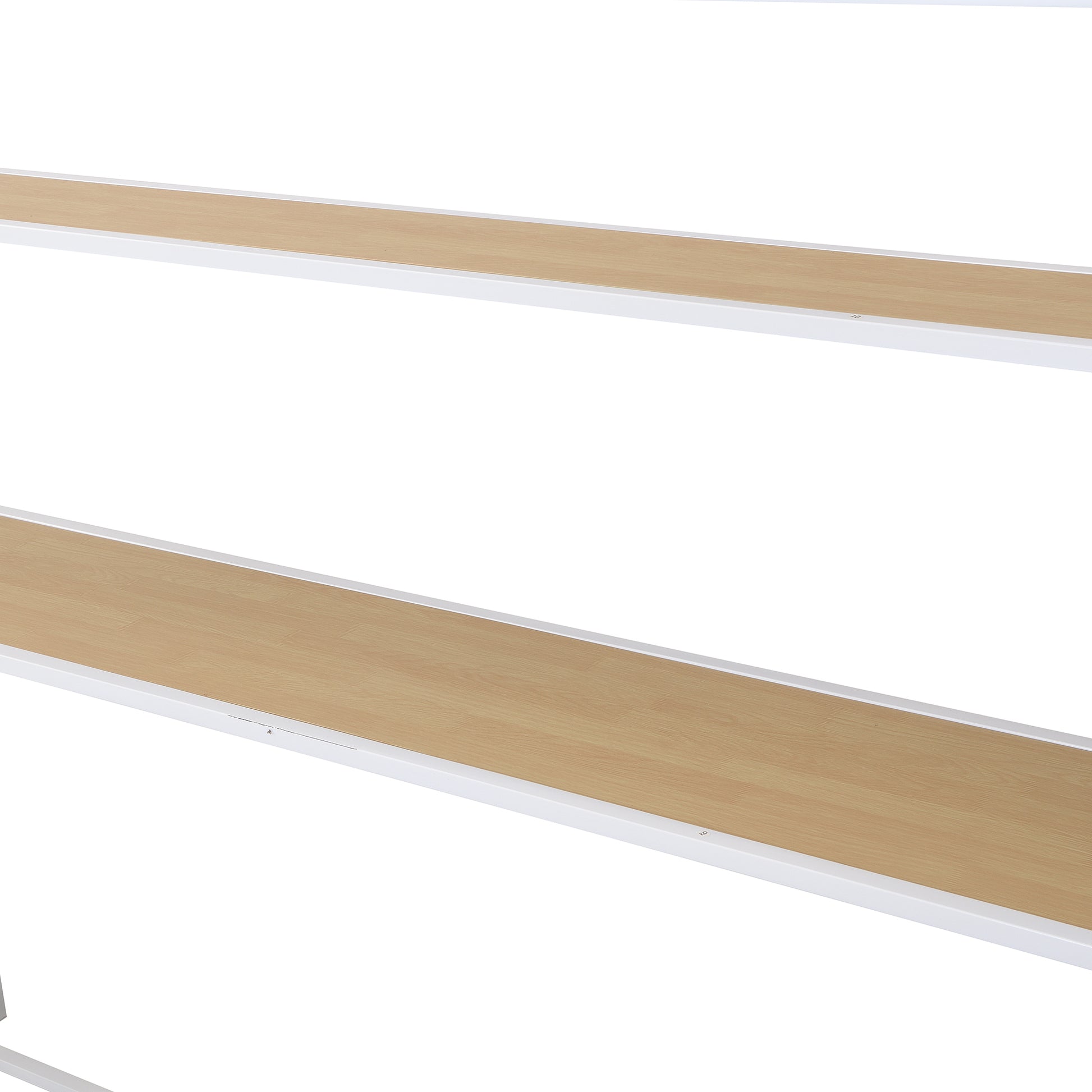 Twin Size Metal Loft Bed With Staircase, Built In Desk And Storage Shelves, White Box Spring Not Required Twin White Metal Bedroom Mdf Metal